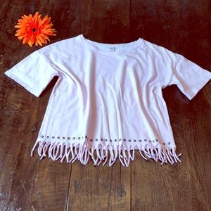 Girls/Youth Pink Fringe T-shirt.